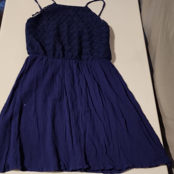 Lily Rose Blue Pleated Sundress Spaghetti Strap Casual - Picture 1 of 6
